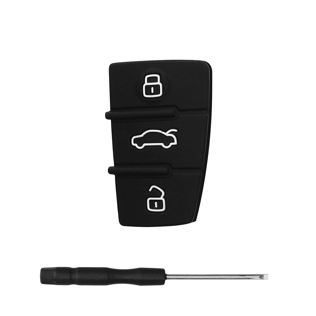 kwmobile Autoschlüssel Ersatztasten für Audi 3-Tasten Klappschlüssel Tastenfeld - Tastenfeld für Auto Schlüssel Tasten - Schwarz Weiß Schwarz  [dsg01]