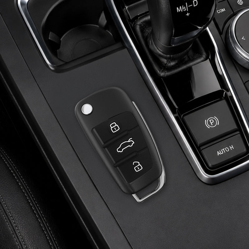 kwmobile Autoschlüssel Ersatztasten für Audi 3-Tasten Klappschlüssel Tastenfeld - Tastenfeld für Auto Schlüssel Tasten - Schwarz Weiß Schwarz  [dsg01]