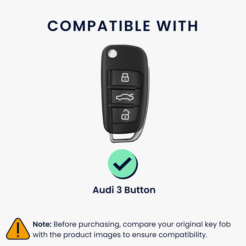 kwmobile Autoschlüssel Ersatztasten für Audi 3-Tasten Klappschlüssel Tastenfeld - Tastenfeld für Auto Schlüssel Tasten - Schwarz Weiß Schwarz  [dsg01]