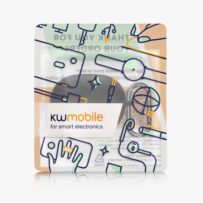 kwmobile Schutzhülle für Shokz OpenDots Air E210 Hülle - TPU Silikon Case für Kopfhörer Ladecase - stoßfestes Cover mit Karabiner - Schwarz Schwarz