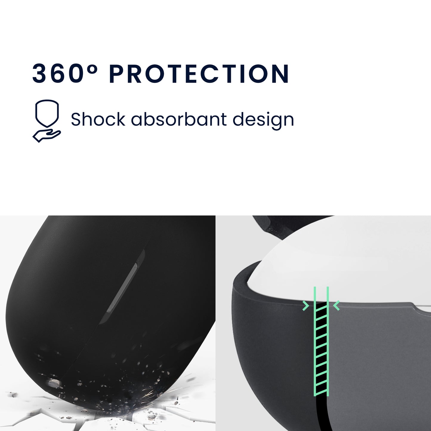 kwmobile Schutzhülle für Shokz OpenDots Air E210 Hülle - TPU Silikon Case für Kopfhörer Ladecase - stoßfestes Cover mit Karabiner - Schwarz Schwarz