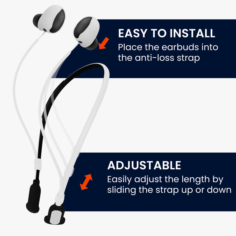 kwmobile Silikon Halteband für Sony WF-1000XM6 Halterung Jogging - in-Ear Headphones Band Strap - Kopfhörer Zubehör - Weiß Schwarz Weiß