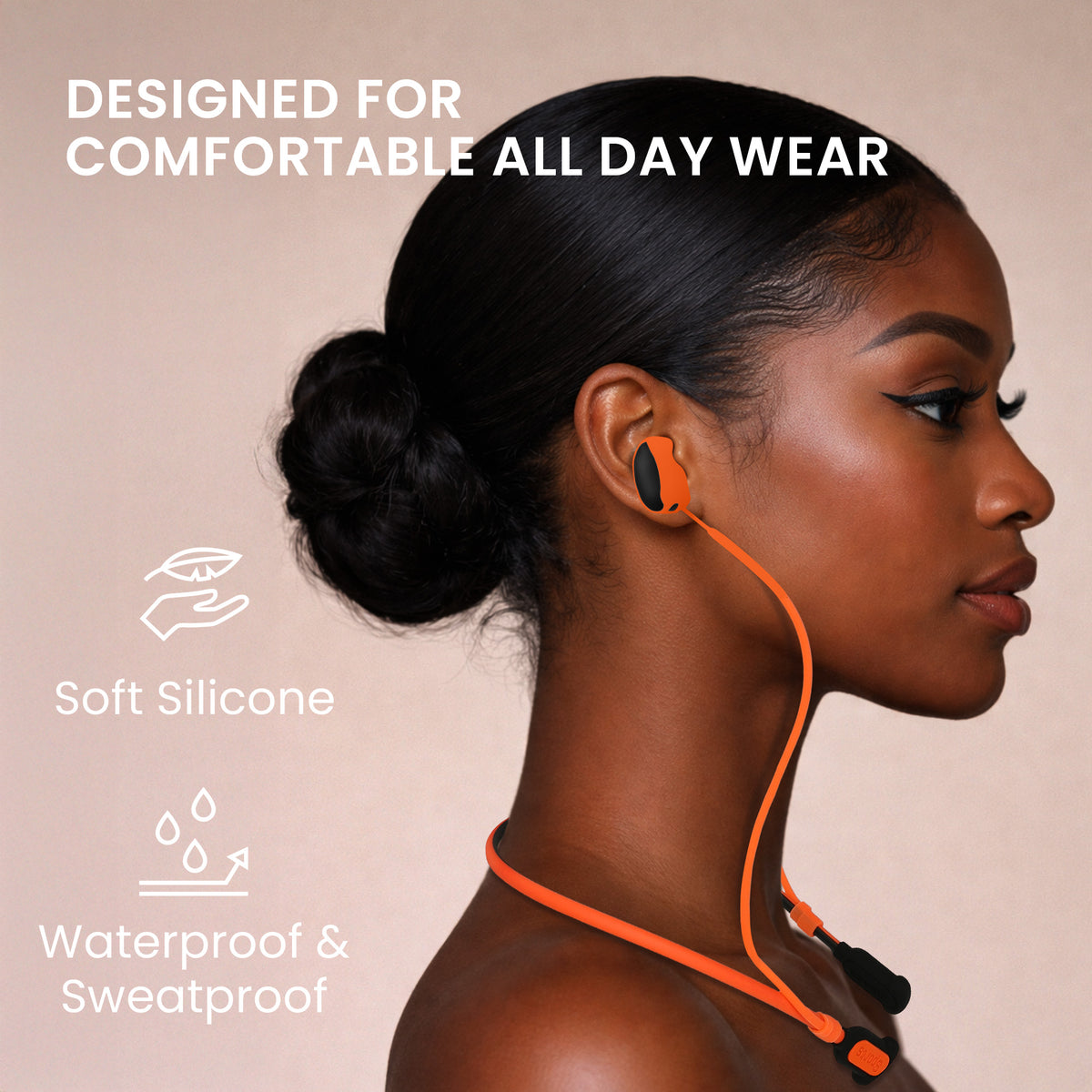 kwmobile Silikon Halteband für Sony WF-1000XM6 Halterung Jogging - in-Ear Headphones Band Strap - Kopfhörer Zubehör - Schwarz Orange Schwarz