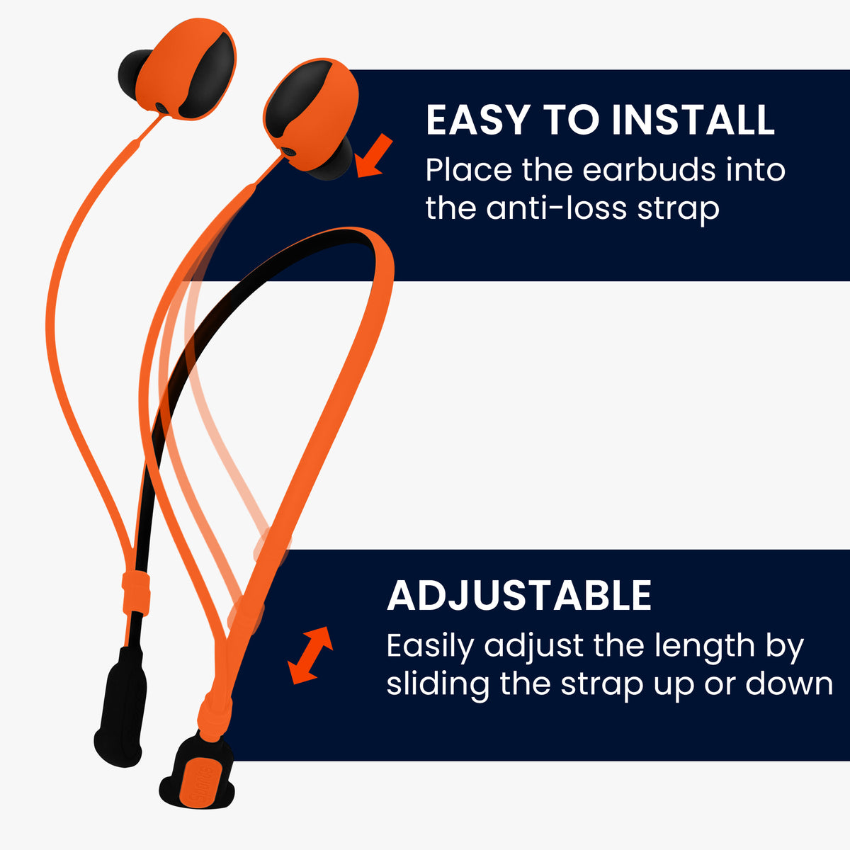 kwmobile Silikon Halteband für Sony WF-1000XM6 Halterung Jogging - in-Ear Headphones Band Strap - Kopfhörer Zubehör - Schwarz Orange Schwarz