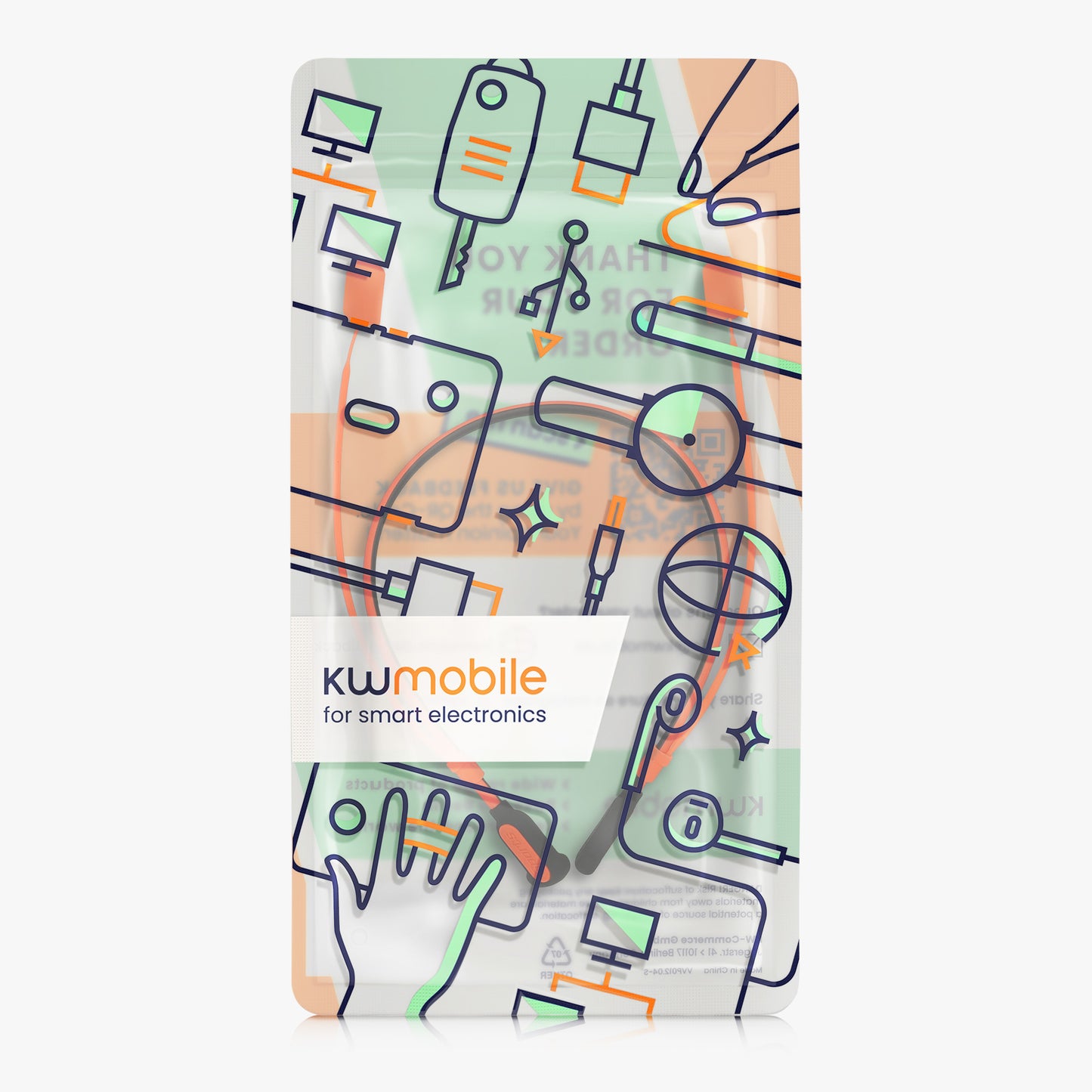 kwmobile Silikon Halteband für Sony WF-1000XM6 Halterung Jogging - in-Ear Headphones Band Strap - Kopfhörer Zubehör - Schwarz Orange Schwarz