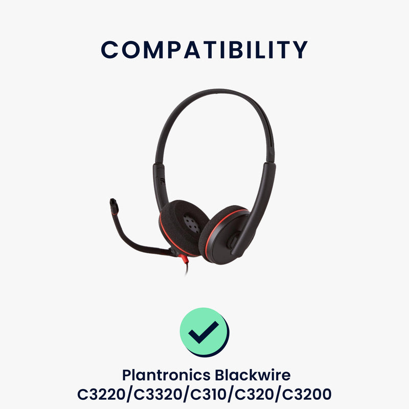 kwmobile 2x Ohr Polster für Plantronics Blackwire C3220 C3320 C310 C320 C3200 Ohrpolster - Ersatz Ohrpolster - Kopfhörer Ersatzteile - Kopfhörer Ersatzpolster für Over Ear Headphones Schwarz