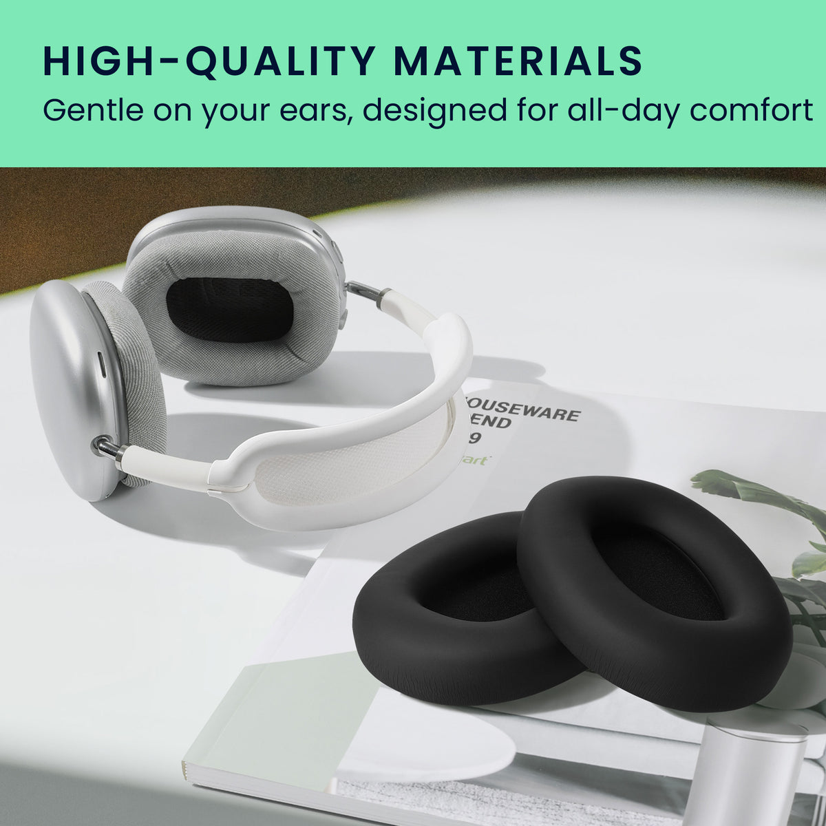 kwmobile 2x Ohr Polster für Skullcandy Hesh 540 / Hesh 360 Ohrpolster - Ersatz Ohrpolster - Kopfhörer Ersatzteile - Kopfhörer Ersatzpolster für Over Ear Headphones Schwarz