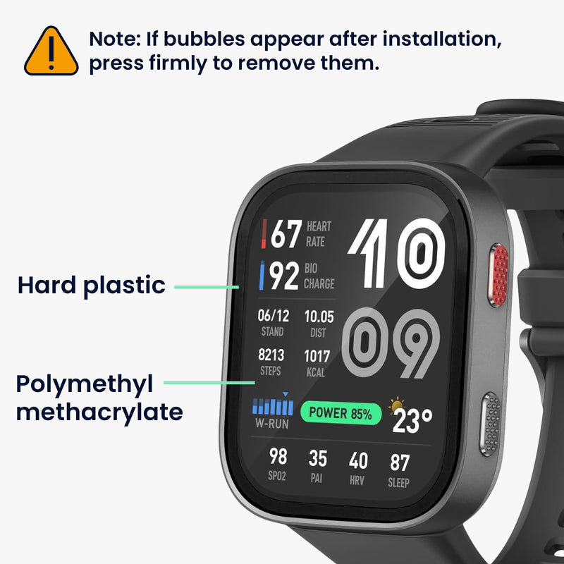 kwmobile 2x Transparente Displayschutzfolie kompatibel mit Amazfit Bip Max 50mm Folie - Schutzfolie für Fitness Tracker - robuster Displayschutz Transparent
