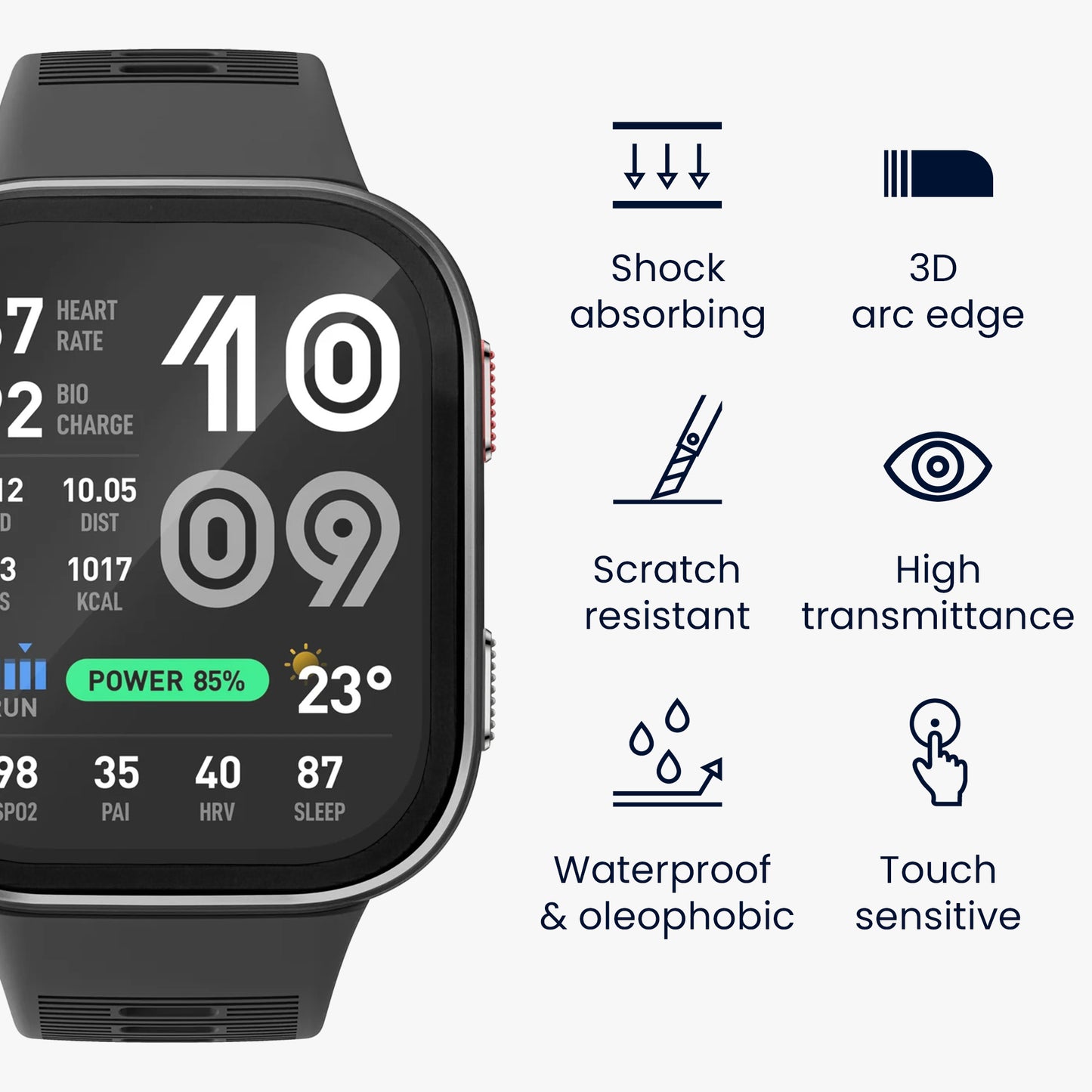 kwmobile 2x Transparente Displayschutzfolie kompatibel mit Amazfit Bip Max 50mm Folie - Schutzfolie für Fitness Tracker - robuster Displayschutz Transparent