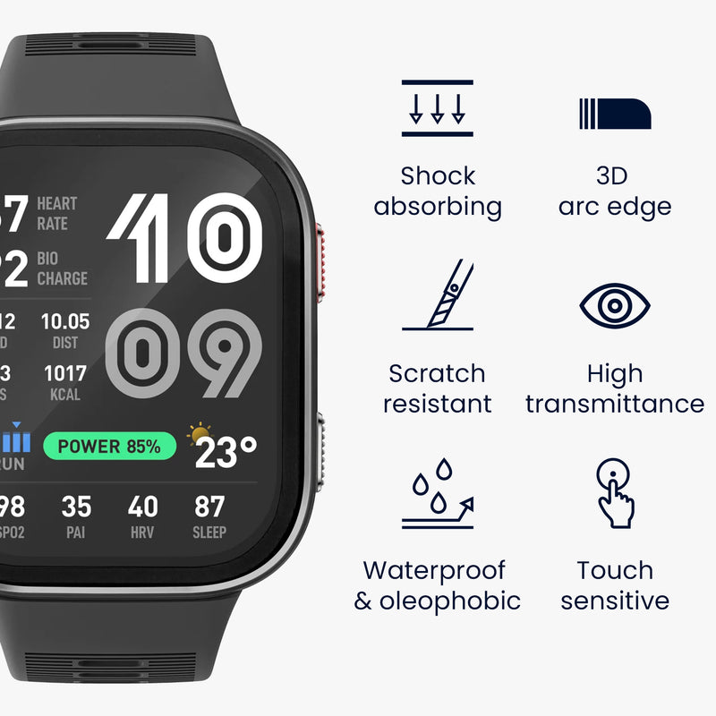 kwmobile 2x Transparente Displayschutzfolie kompatibel mit Amazfit Bip Max 50mm Folie - Schutzfolie für Fitness Tracker - robuster Displayschutz Transparent
