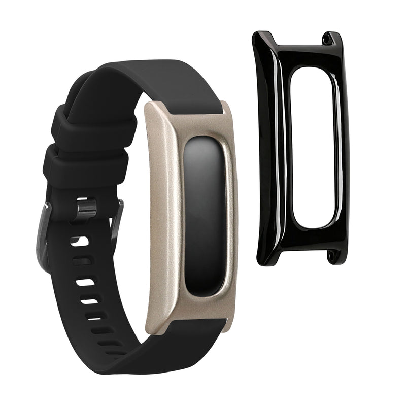 kwmobile 2x Hülle kompatibel mit Google Fitbit Air - Fitnesstracker Case Set Schwarz Silber - ohne Tracker Schwarz