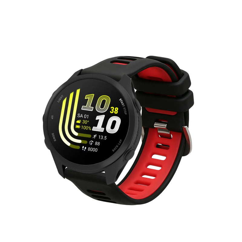 kwmobile Silikon Uhrenarmband für Garmin Forerunner 170 / Forerunner 70 Armband - Ersatzarmband für Fitnesstracker - Wechselarmband Smartwatch - Schwarz Rot Schwarz