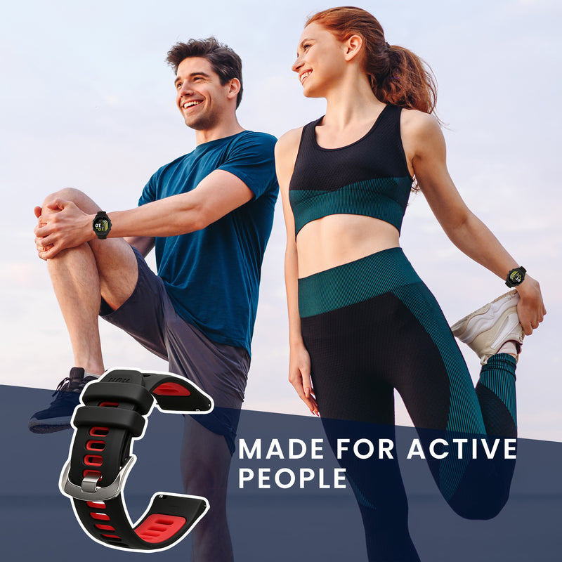 kwmobile Silikon Uhrenarmband für Garmin Forerunner 170 / Forerunner 70 Armband - Ersatzarmband für Fitnesstracker - Wechselarmband Smartwatch - Schwarz Rot Schwarz