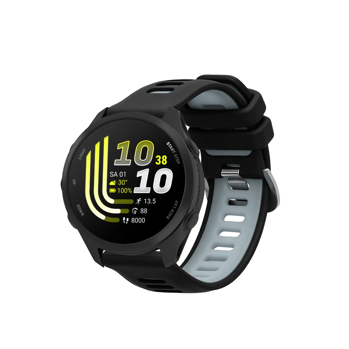 kwmobile Silikon Uhrenarmband für Garmin Forerunner 170 / Forerunner 70 Armband - Ersatzarmband für Fitnesstracker - Wechselarmband Smartwatch - Grau Schwarz Grau