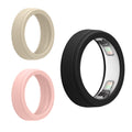 kwmobile 3x Smart Ring Protector kompatibel mit Oura Ring 5 - 6 7 8 9 Hülle - Weiches Silikon Case - Schutzhülle in Schwarz Altrosa Beige Schwarz