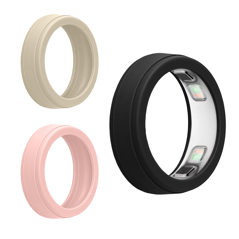 kwmobile 3x Smart Ring Protector kompatibel mit Oura Ring 5 - 6 7 8 9 Hülle - Weiches Silikon Case - Schutzhülle in Schwarz Altrosa Beige Schwarz