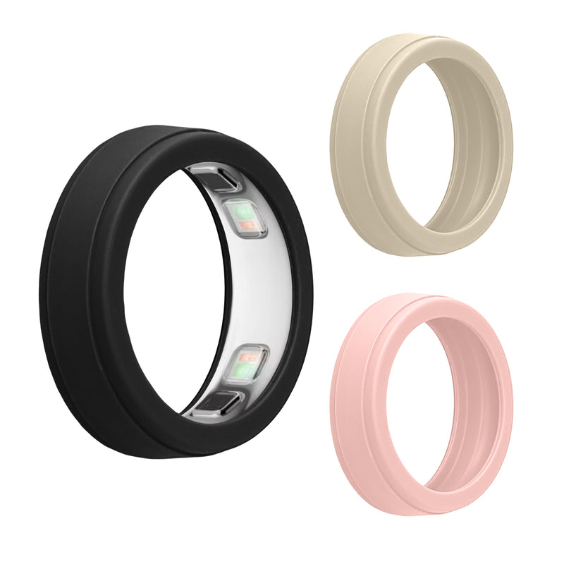 kwmobile 3x Smart Ring Protector kompatibel mit Oura Ring 5 - 6 7 8 9 Hülle - Weiches Silikon Case - Schutzhülle in Schwarz Altrosa Beige Schwarz