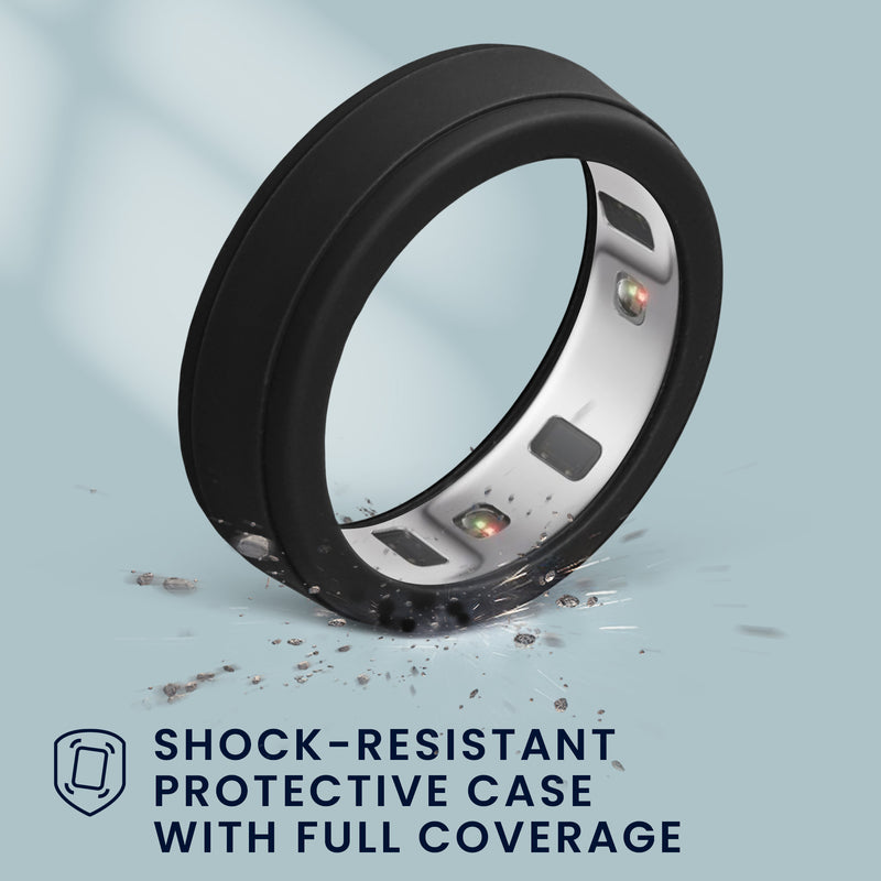 kwmobile 3x Smart Ring Protector kompatibel mit Oura Ring 5 - 10 11 12 13 Hülle - Weiches Silikon Case - Schutzhülle in Schwarz Dunkelgrau Dunkelblau Schwarz