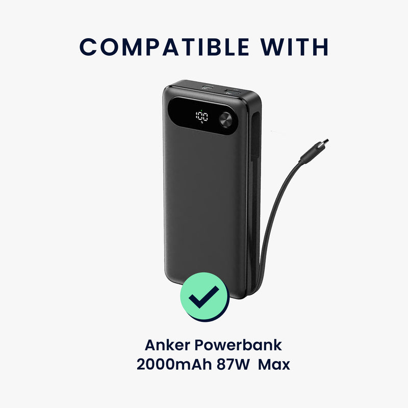 kwmobile Silikon Hülle für Anker Powerbank 20000mAh 87W Max Case - Powerbank Hülle für unterwegs - Tasche für Power Bank - Schwarz Schwarz