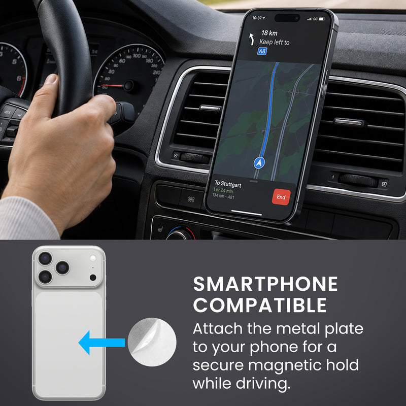 kwmobile Halterung für OOONO Co-Driver NO2 / NO1 - Magnetischer Lüftungshalter aus Aluminium, Auto Halter Clip für Verkehrsalarm Gerät, Kfz Zubehör Schwarz Schwarz