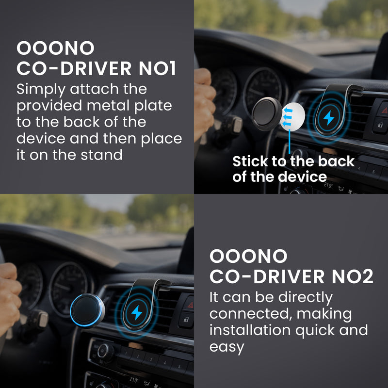 kwmobile Halterung für OOONO Co-Driver NO2 / NO1 - Magnetischer Lüftungshalter aus Aluminium, Auto Halter Clip für Verkehrsalarm Gerät, Kfz Zubehör Schwarz Schwarz