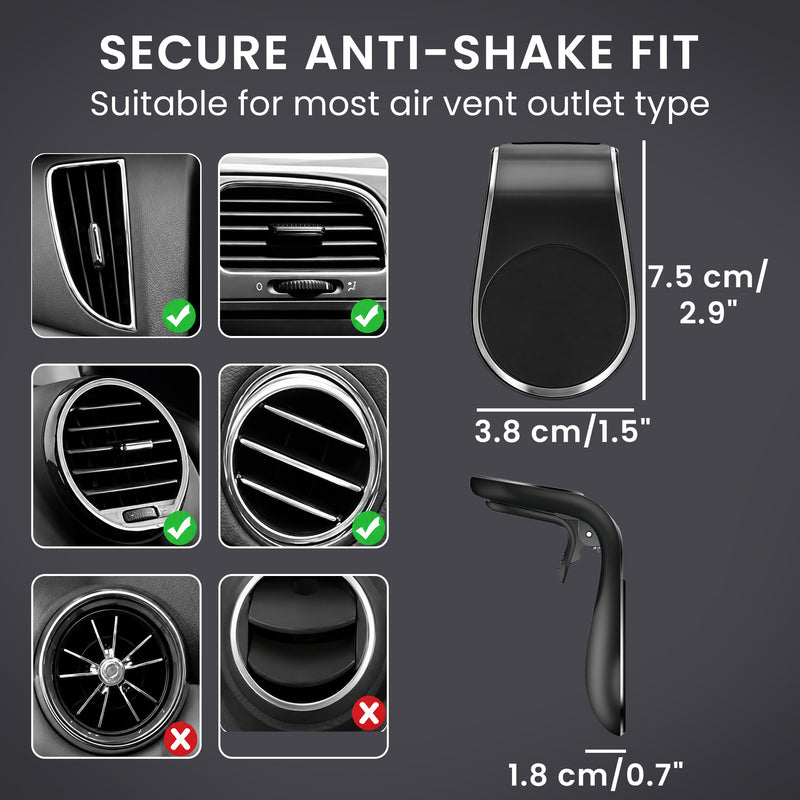 kwmobile Halterung für OOONO Co-Driver NO2 / NO1 - Magnetischer Lüftungshalter aus Aluminium, Auto Halter Clip für Verkehrsalarm Gerät, Kfz Zubehör Schwarz Schwarz