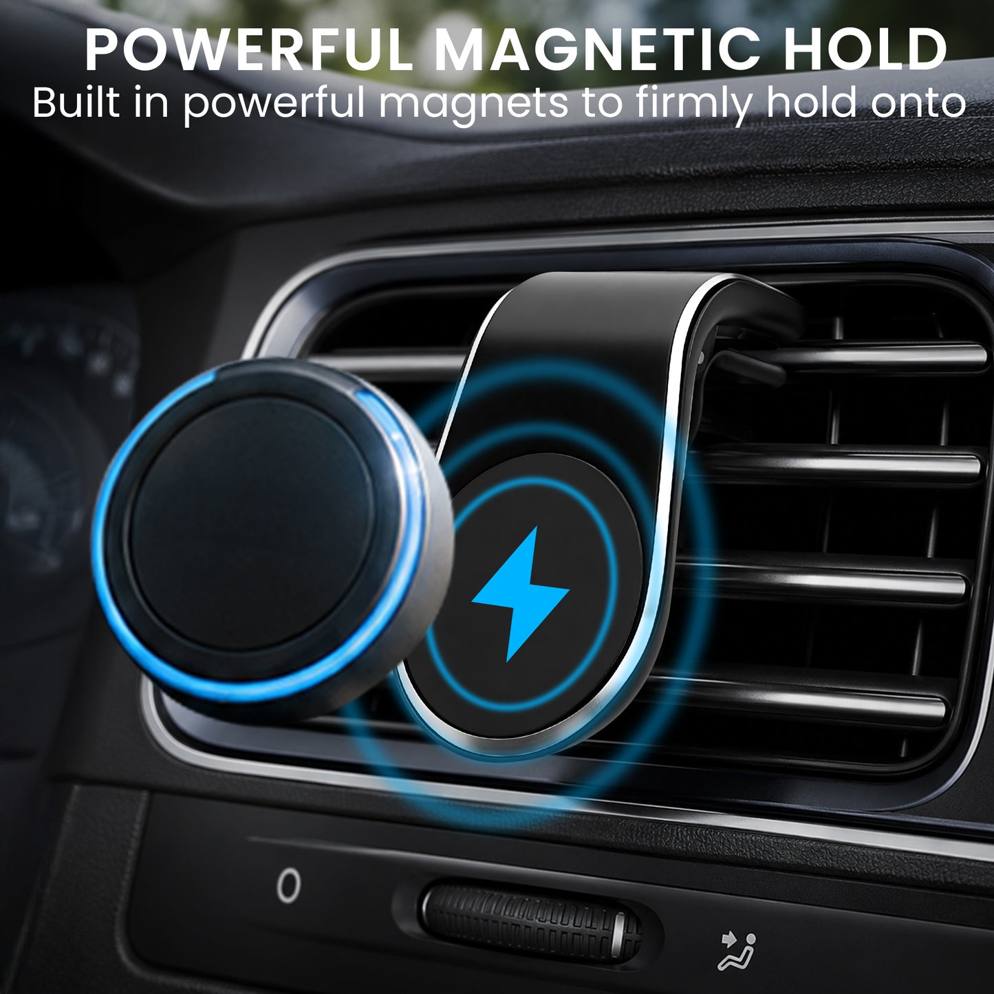 kwmobile Halterung für OOONO Co-Driver NO2 / NO1 - Magnetischer Lüftungshalter aus Aluminium, Auto Halter Clip für Verkehrsalarm Gerät, Kfz Zubehör Schwarz Schwarz