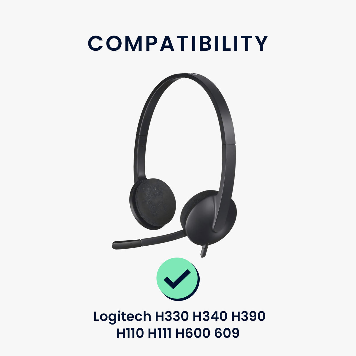 kwmobile 2x Ohr Polster für Logitech H330 H340 H390 H110 H111 H600 609 Ohrpolster - Ersatz Ohrpolster - Kopfhörer Ersatzteile - Kopfhörer Ersatzpolster für Over Ear Headphones Schwarz