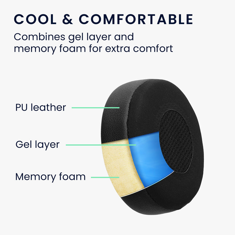 kwmobile 2x Kunstleder Ohr Polster für Jabra Evolve 75 Ohrpolster - Ersatz Ohrpolster - Kopfhörer Ersatzteile - Kopfhörer Ersatzpolster mit Cooling Effekt Schwarz