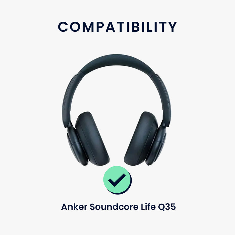 kwmobile Bügelpolster Kunstleder kompatibel mit Anker Soundcore Life Q35 - Over Ear Kopfhörer Ersatz Kopfbügel Polster Schwarz