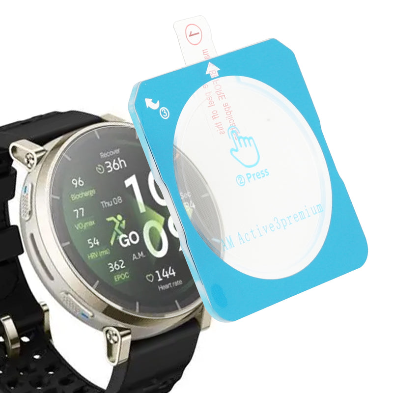 kwmobile 2x Schutzglas kompatibel mit Amazfit Active3 Premium Folie - Hart Glas Schutzfolie für Smartwatch - Displayschutz für Fitness Tracker Transparent Transparent