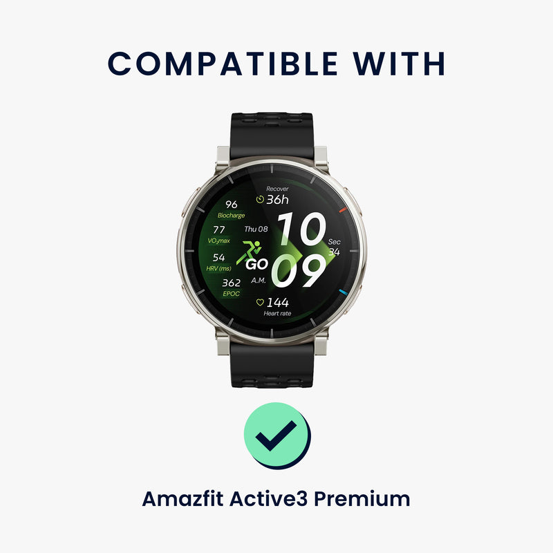kwmobile 2x Schutzglas kompatibel mit Amazfit Active3 Premium Folie - Hart Glas Schutzfolie für Smartwatch - Displayschutz für Fitness Tracker Transparent Transparent
