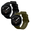 kwmobile 2x Uhrenarmband für Samsung Galaxy Watch 9 Armband - Fitnesstracker Band Set aus TPU Silikon - Ersatzarmband Smartwatch - Schwarz Dunkelgrün Schwarz