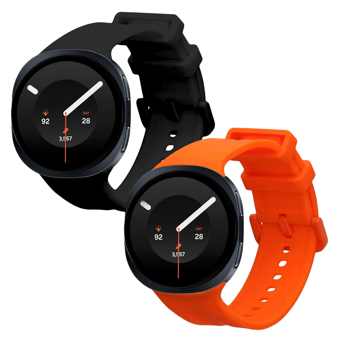 kwmobile 2x Uhrenarmband für Samsung Galaxy Watch 9 Armband - Fitnesstracker Band Set aus TPU Silikon - Ersatzarmband Smartwatch - Orange Schwarz Orange