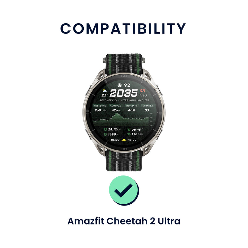 kwmobile 2x Uhrenarmband für Amazfit Cheetah 2 Ultra Armband - Fitnesstracker Band Set aus TPU Silikon - Ersatzarmband Smartwatch - Schwarz Dunkelgrün Schwarz