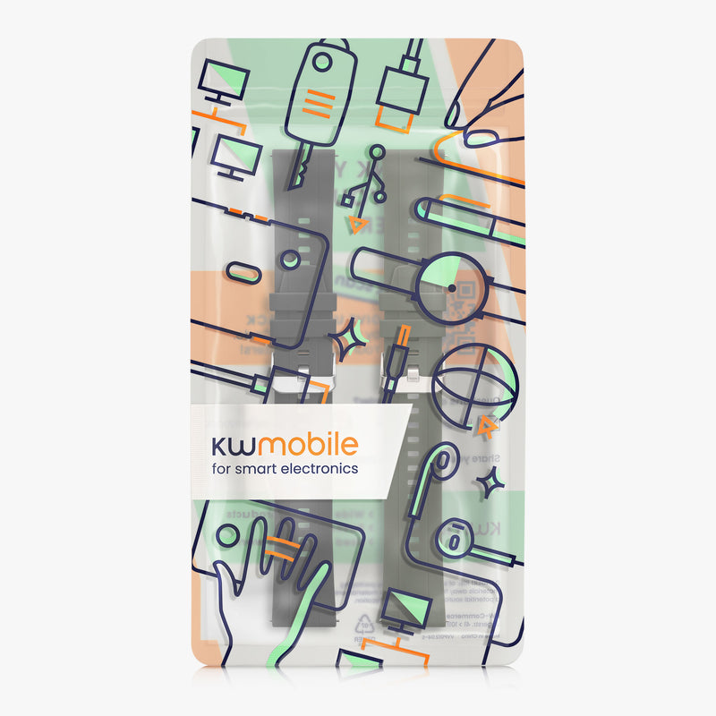 kwmobile 2x Uhrenarmband für Amazfit Cheetah 2 Ultra Armband - Fitnesstracker Band Set aus TPU Silikon - Ersatzarmband Smartwatch - Schwarz Dunkelgrün Schwarz