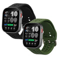 kwmobile 2x Uhrenarmband für Amazfit Bip Max 50mm Armband - Fitnesstracker Band Set aus TPU Silikon - Ersatzarmband Smartwatch - Schwarz Dunkelgrün Schwarz