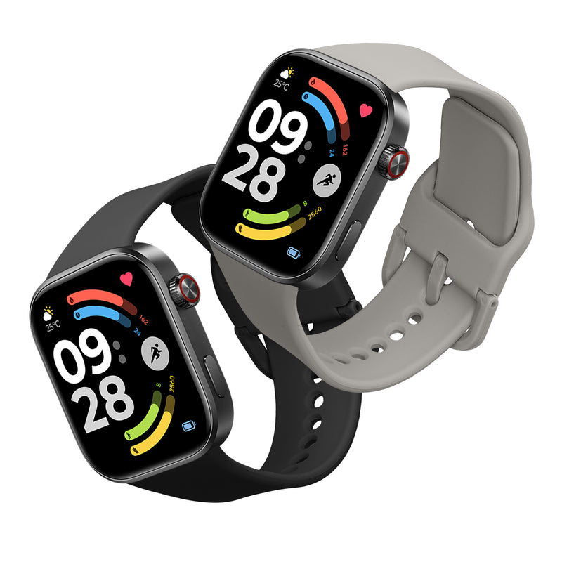 kwmobile 2x Uhrenarmband für Xiaomi Redmi Watch 6 / Redmi Watch 5 Armband - Fitnesstracker Band Set aus TPU Silikon - Ersatzarmband Smartwatch - Schwarz Hellgrau Schwarz