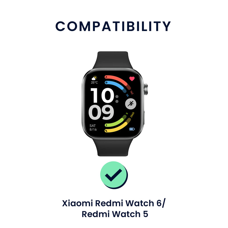 kwmobile 2x Uhrenarmband für Xiaomi Redmi Watch 6 / Redmi Watch 5 Armband - Fitnesstracker Band Set aus TPU Silikon - Ersatzarmband Smartwatch - Schwarz Hellgrau Schwarz