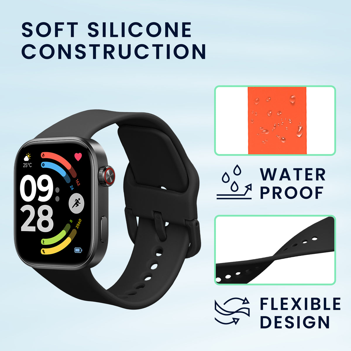 kwmobile 2x Uhrenarmband für Xiaomi Redmi Watch 6 / Redmi Watch 5 Armband - Fitnesstracker Band Set aus TPU Silikon - Ersatzarmband Smartwatch - Orange Schwarz Orange