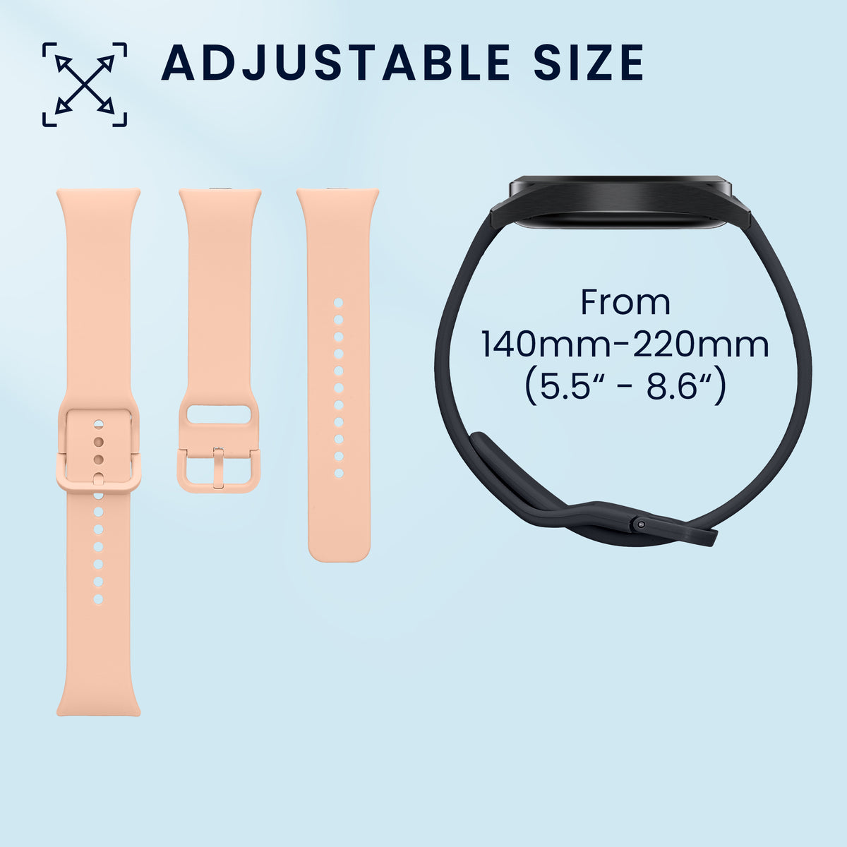 kwmobile 2x Uhrenarmband für Xiaomi Redmi Watch 6 / Redmi Watch 5 Armband - Fitnesstracker Band Set aus TPU Silikon - Ersatzarmband Smartwatch - Dunkelblau Altrosa Dunkelblau