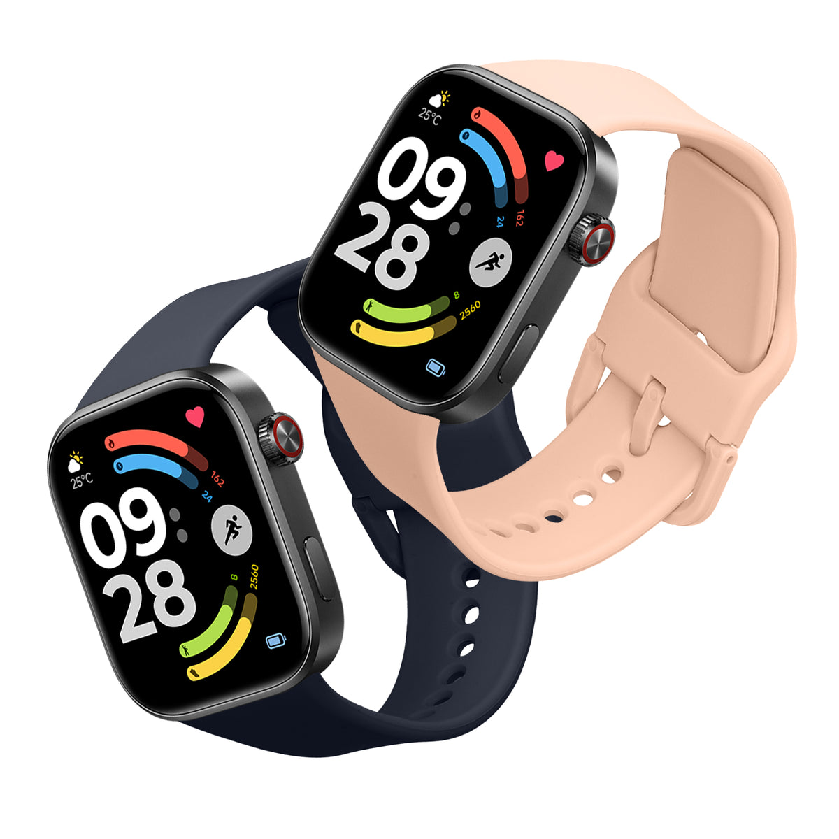kwmobile 2x Uhrenarmband für Xiaomi Redmi Watch 6 / Redmi Watch 5 Armband - Fitnesstracker Band Set aus TPU Silikon - Ersatzarmband Smartwatch - Dunkelblau Altrosa Dunkelblau