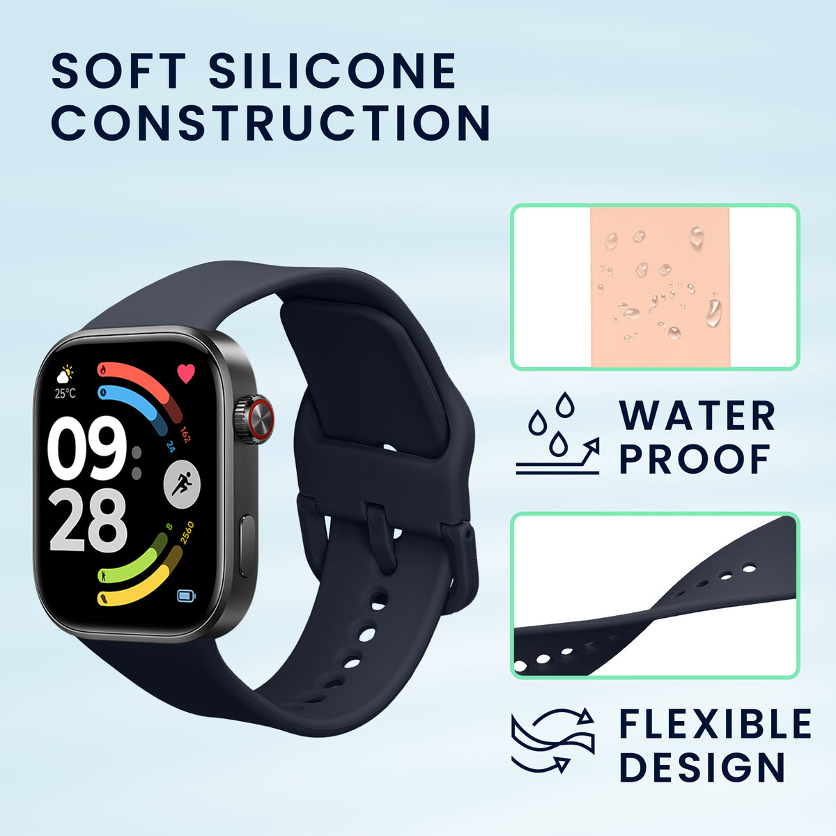 kwmobile 2x Uhrenarmband für Xiaomi Redmi Watch 6 / Redmi Watch 5 Armband - Fitnesstracker Band Set aus TPU Silikon - Ersatzarmband Smartwatch - Dunkelblau Altrosa Dunkelblau