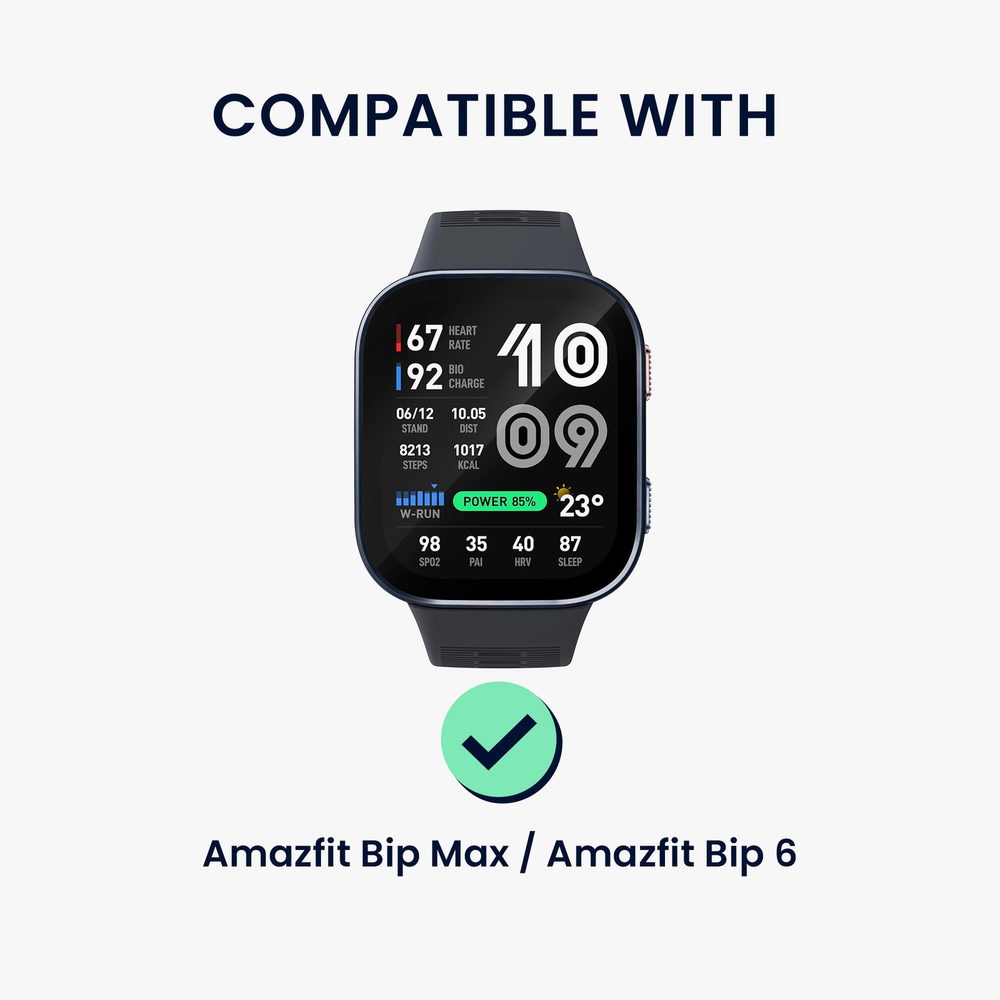 kwmobile Echtleder Uhrenarmband für Amazfit Bip Max / Amazfit Bip 6 Armband - Ersatzarmband für Fitnesstracker - Wechselarmband Smartwatch - Schwarz Schwarz