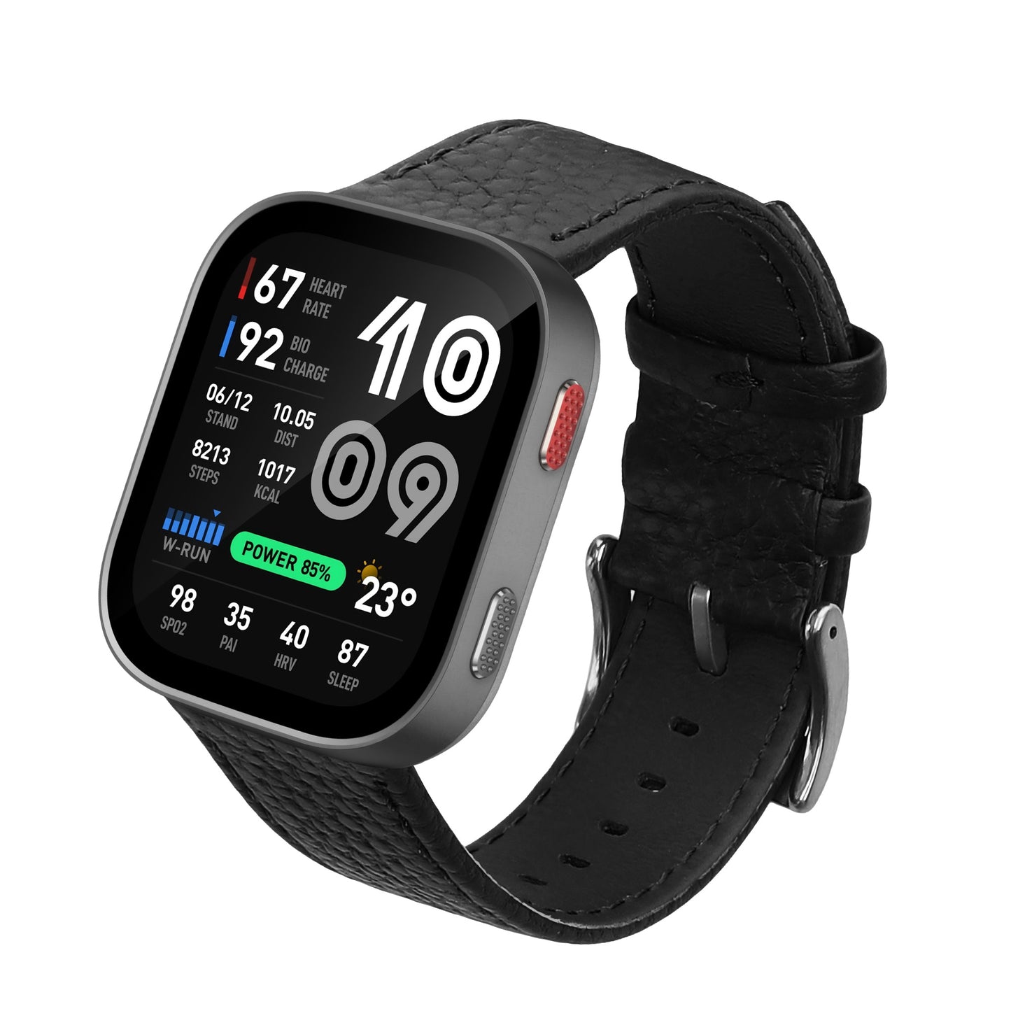 kwmobile Echtleder Uhrenarmband für Amazfit Bip Max / Amazfit Bip 6 Armband - Ersatzarmband für Fitnesstracker - Wechselarmband Smartwatch - Schwarz Schwarz