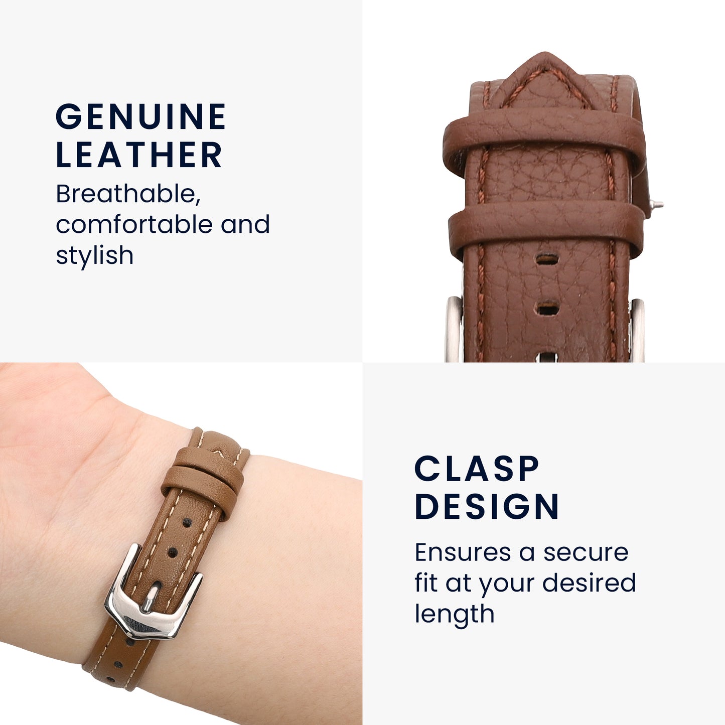 kwmobile Echtleder Uhrenarmband für Amazfit Bip Max / Amazfit Bip 6 Armband - Ersatzarmband für Fitnesstracker - Wechselarmband Smartwatch - Dunkelbraun Dunkelbraun