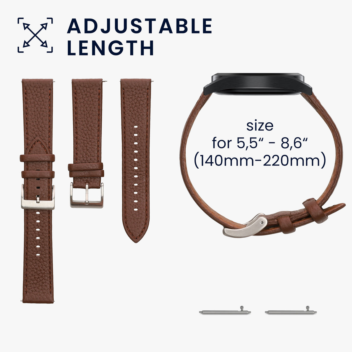 kwmobile Echtleder Uhrenarmband für Amazfit Bip Max / Amazfit Bip 6 Armband - Ersatzarmband für Fitnesstracker - Wechselarmband Smartwatch - Dunkelbraun Dunkelbraun