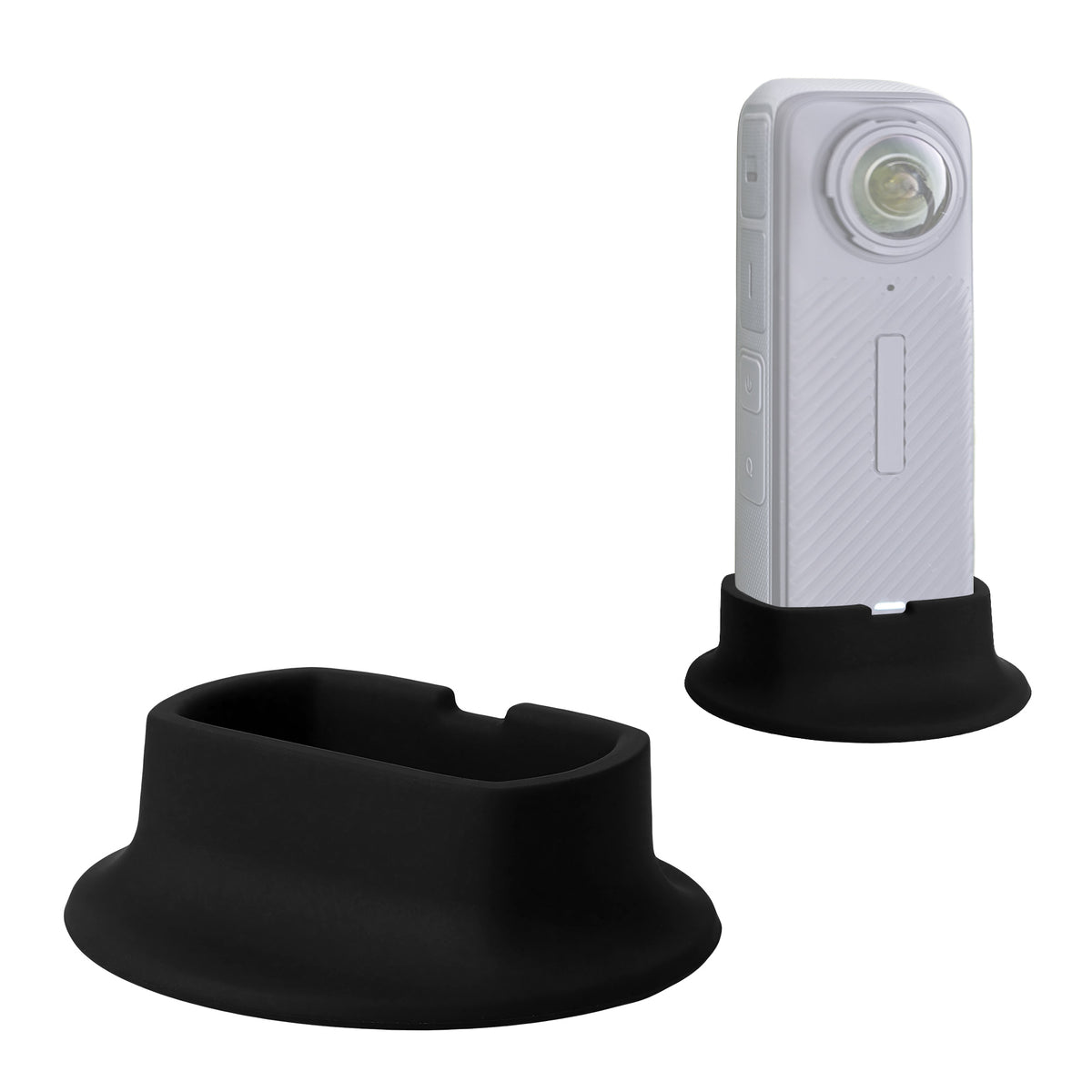 kwmobile Silikon Halterung für Insta360 X4 - Selbstklebender Dashboard Kameraständer für portable Kamera, kompakt mit USB-Kabelaussparung - Schwarz Schwarz