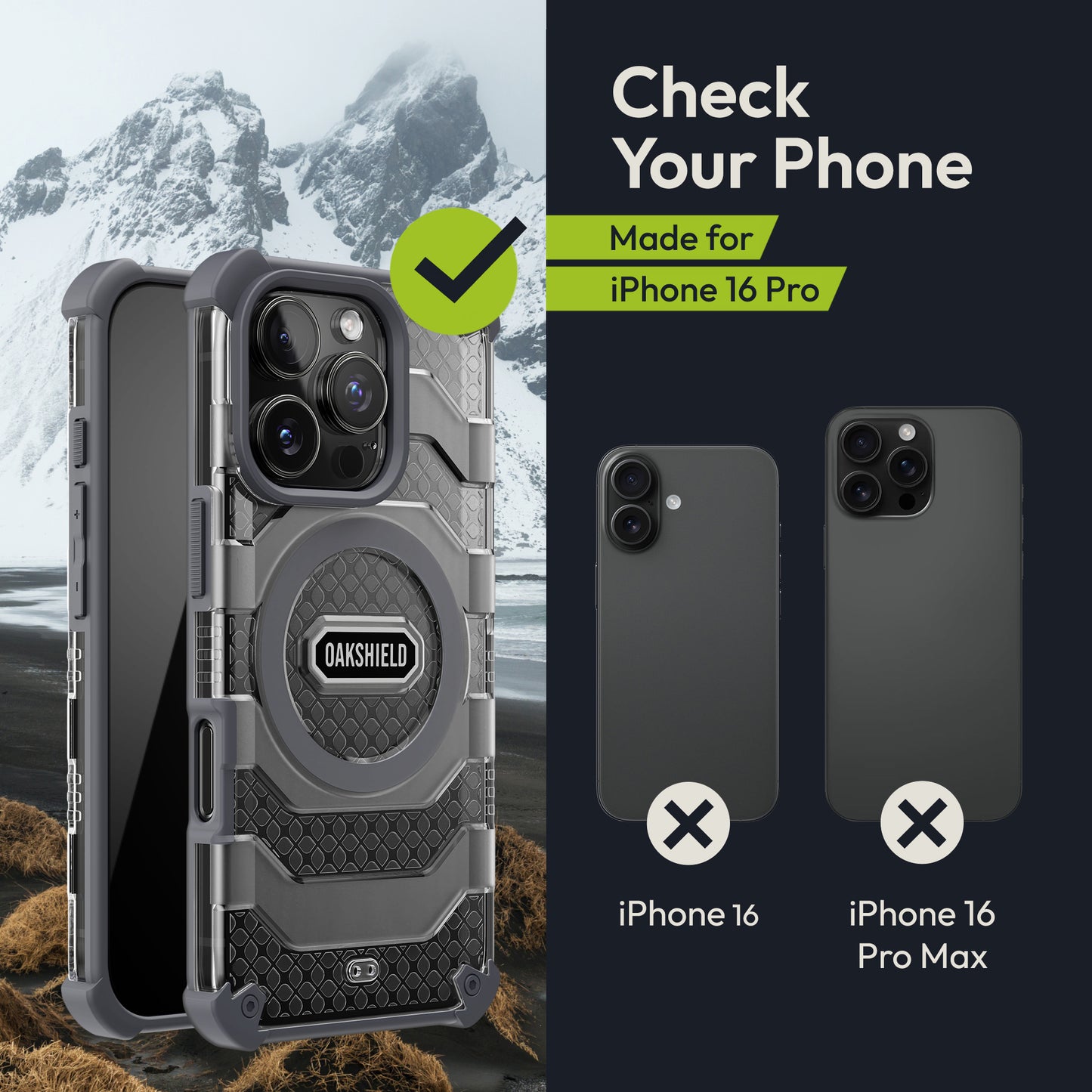 Oakshield Handyhülle kompatibel mit Iphone 16 Pro - Grau
