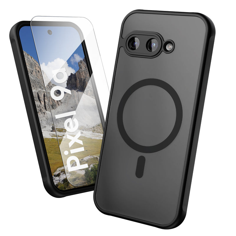 Oakshield Hülle für Google Pixel 9a Hülle - Handyhülle [kompatibel mit MagSafe] - TPU Schutzhülle [robuster Fallschutz] - Mit [Schutzglas] - Case Schwarz Schwarz  
